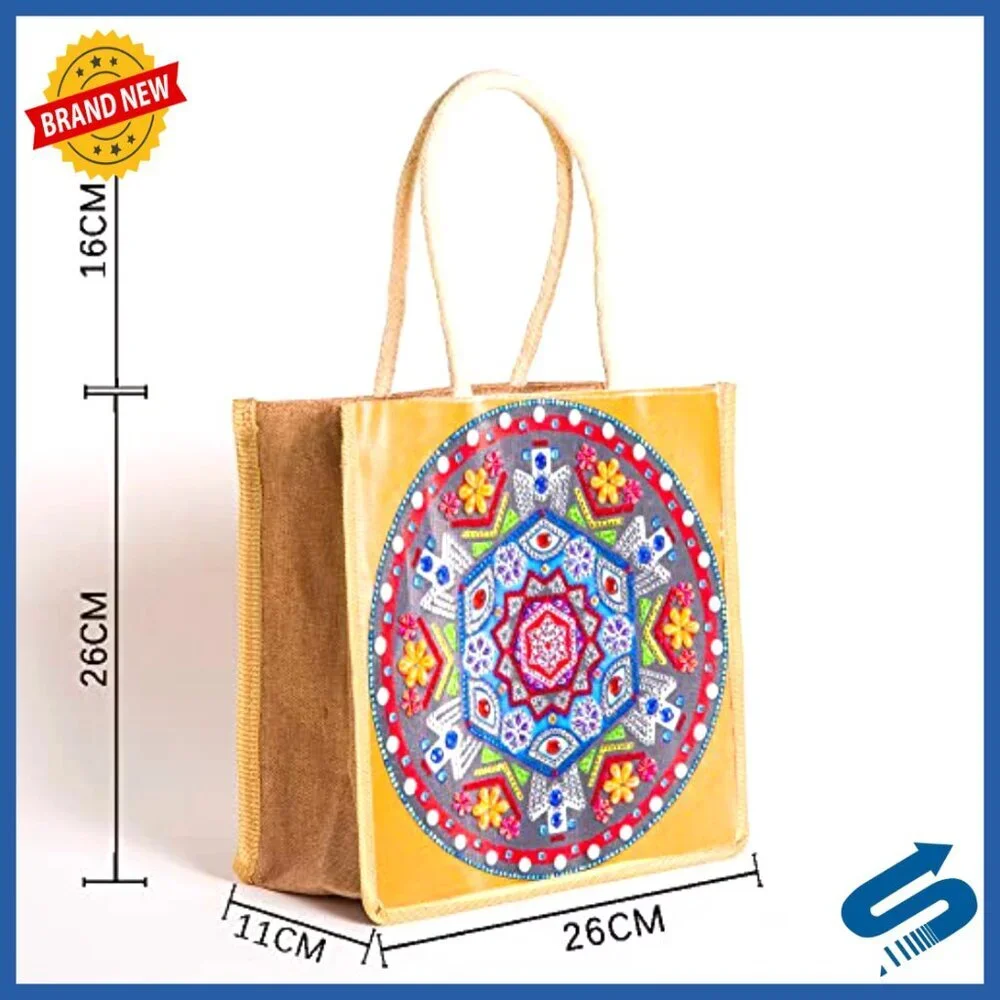 DIY Canvas Tote Bags 4 Pack Boho Diamond Painting Kits Reusable Shoulder Bags